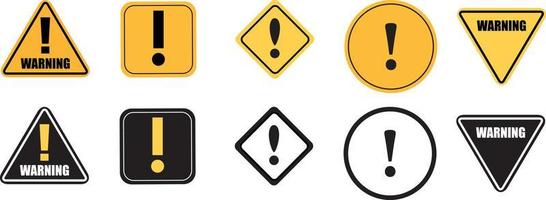 Caution warning signs. Exclamation danger sign. Warnings, attention sumbol. Triangle warning flat style vector