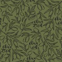 Simple olive pattern with twigs and berries vector