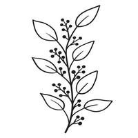 Doodle branch, cute and unusual leaves, can be used to decorate postcards, business cards or as a design element vector