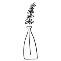 Doodle flowers in a vase of an unusual shape, indoor plants vector