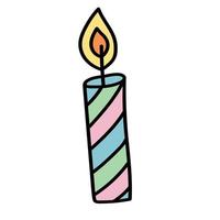 Doodle sticker holiday candle for cakes vector