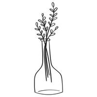 Doodle flowers in a vase of an unusual shape, indoor plants vector