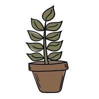 Doodle sticker cute houseplant in a pot vector