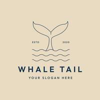 logotipo de arte de línea de cola de ballena, icono y símbolo, diseño de ilustración vectorial