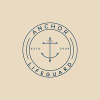 anchor line art logo, icon and symbol,  with emblem vector illustration design