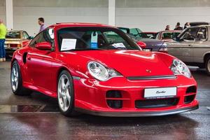 FRIEDRICHSHAFEN - MAY 2019 red PORSCHE 911 996 TURBO coupe 2000 at Motorworld Classics Bodensee on May 11, 2019 in Friedrichshafen, Germany photo