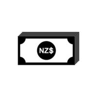 New Zealand Currency, NZD, New Zealand Dollar. Vector Illustration
