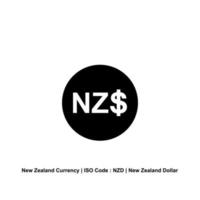 New Zealand Currency, NZD, New Zealand Dollar. Vector Illustration