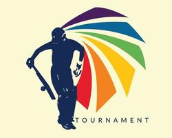 Cricket Sport Logo Template Design. Batsman playing cricket. Cricket championship. vector