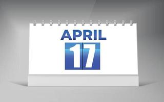 17 de abril, plantilla de diseño de calendario de escritorio. diseño de calendario de fecha única. vector