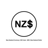 New Zealand Currency, NZD, New Zealand Dollar. Vector Illustration