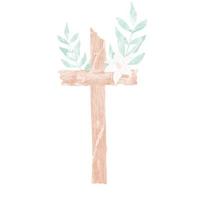 Crucifix or Cross and Flowers Lilies and Palm Leaves He is Risen Resurrection of Christ Easter Wedding Baptism Watercolor Painting vector