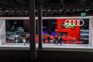 FRANKFURT, GERMANY - SEPT 2019 AUDI stand, IAA International Motor Show Auto Exhibtion photo