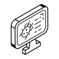 Modern line isometric icon of target bug vector