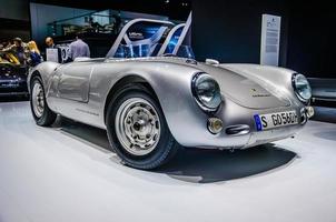 MOSCOW, RUSSIA - AUG 2012 PORSCHE SPYDER 550 presented as world premiere at the 16th MIAS Moscow International Automobile Salon on August 30, 2012 in Moscow, Russia photo