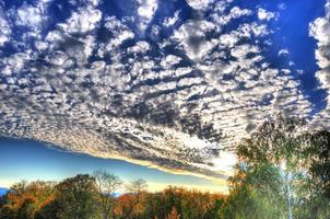 HDR mysterious colorful sky with clouds in Fulda, Hessen, German photo