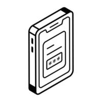 A  password isometric icon in editable format vector