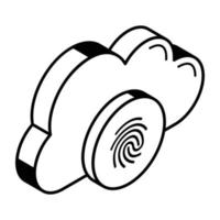 A biometric authentication line isometric icon vector