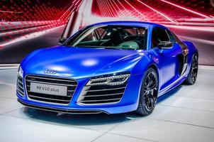 MOSCOW, RUSSIA - AUG 2012 AUDI R8 V10 PLUS presented as world premiere at the 16th MIAS Moscow International Automobile Salon on August 30, 2012 in Moscow, Russia photo