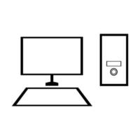 Ilustración de vector de icono de computadora sobre fondo blanco.