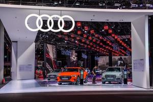 FRANKFURT, GERMANY - SEPT 2019 AUDI stand with SUV cars, IAA International Motor Show Auto Exhibtion photo