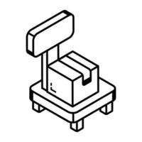 un ícono lineal escalable del empaque del producto vector