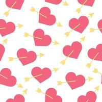 Heart Pierced by an Arrow, Sign or Symbol of a Valentines Day and Love Seamless Background Pattern vector