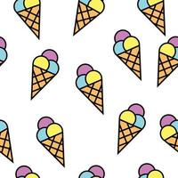 Ice cream Cone Colored Seamless Background Pattern vector