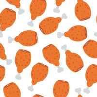 Fried Chicken Thigh, Drumstick Seamless Background Pattern vector