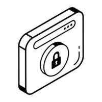 A web lock isometric line icon vector