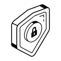 An eye lock isometric line icon download vector