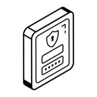 A  password isometric icon in editable format vector