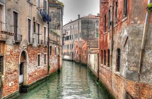 Canal in Venice with ancient hoses, Venice, Italy HDR photo