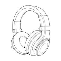 ilustración vectorial de auriculares de arte lineal, concepto musical, vector de arte lineal, auriculares portátiles, vector de auriculares