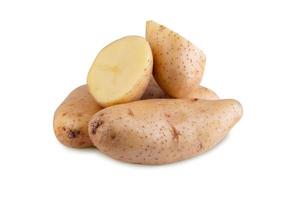 Raw potatoes isolated on white background. photo