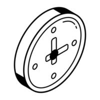 A linear isometric icon of wall clock vector