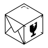 A modern outline isometric icon of fragile product vector