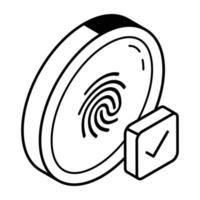 Fingerprint authentication icon, isometric editable design vector