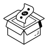 A scalable linear icon of product packaging vector
