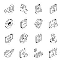 Security and Protection Line Icons Pack vector