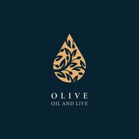 Olive Oil Droplet and Flower Logo Design Vector Template