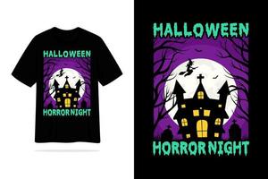 ilustración de diseño de camiseta de noche de terror de halloween vector