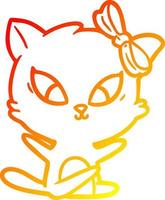 warm gradient line drawing cartoon cat vector