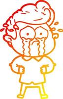 warm gradient line drawing cartoon crying man with hands on hips vector