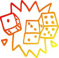 warm gradient line drawing cartoon rolling dice vector