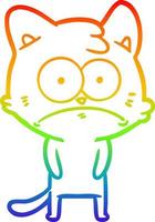 rainbow gradient line drawing cartoon nervous cat vector