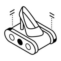 Check this outline isometric icon of sandal manufacturing vector