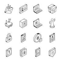 Pack of Web Security Isometric Icons vector