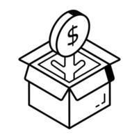 An outline icon of product cost vector