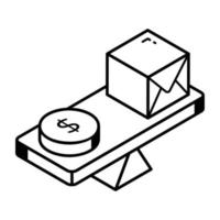 Check this isometric linear icon of manufacturing cost vector